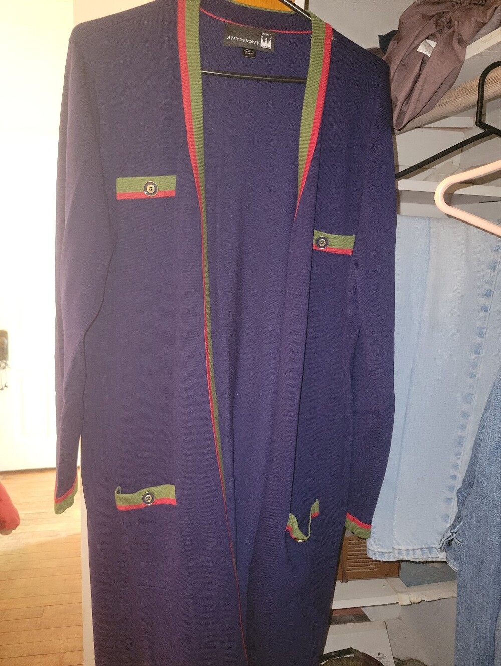 Navy, Green and Red Cardigan